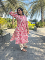 Load image into Gallery viewer, Red Hand-Block Print Kurti and Pant