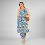 Load image into Gallery viewer, Blue Hand-Block Print Kurti and Pant