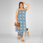 Load image into Gallery viewer, Blue Hand-Block Print Kurti and Pant