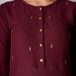 Load image into Gallery viewer, Wine Hand-Embroidered Kurti and Pant