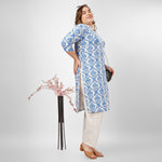 Load image into Gallery viewer, Blue Hand-Block Print Kurti and Pant