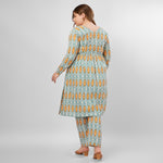 Load image into Gallery viewer, Blue Mustard Hand-Block Print Kurti and Pant