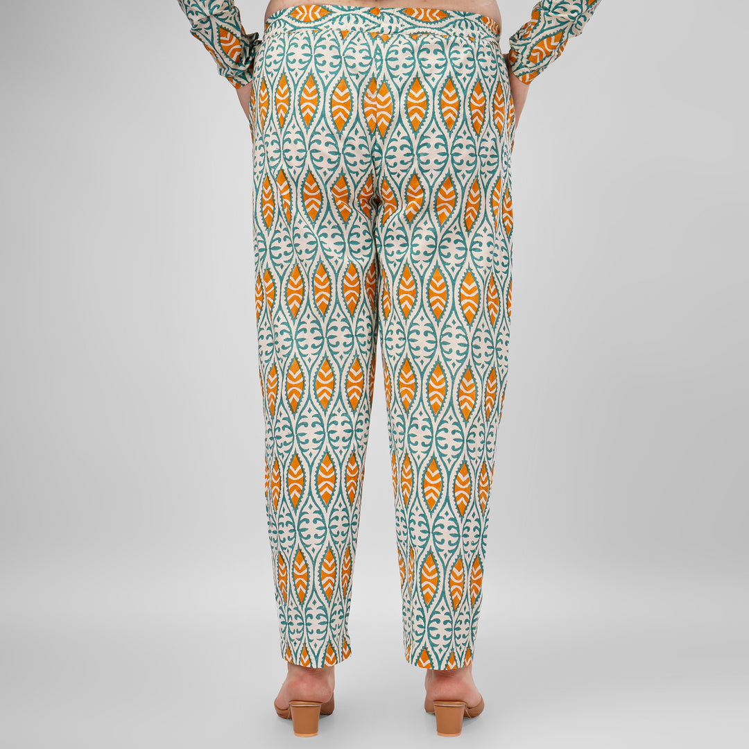 Blue Mustard Hand-Block Print Kurti and Pant