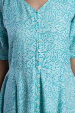 Load image into Gallery viewer, Blue Block Print Maxi Dress
