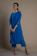 Load image into Gallery viewer, Blue Hand-Block Print Kurti and Pant