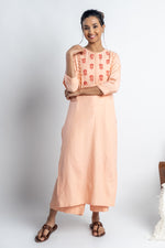Load image into Gallery viewer, Peach Hand-Block Print Kurti and Pant