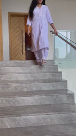 Load and play video in Gallery viewer, Lilac Hand-Block Print Kurti and Pant