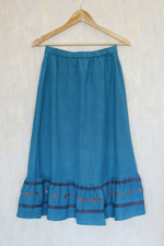 Load image into Gallery viewer, Turquoise Hand-Embroidered High-Low Skirt