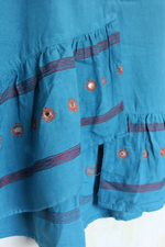 Load image into Gallery viewer, Turquoise Hand-Embroidered High-Low Skirt