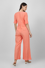 Load image into Gallery viewer, Peach Wrap Jumpsuit
