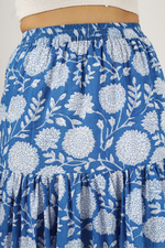 Load image into Gallery viewer, Blue Hand-Block Printed Cotton Maxi Skirt