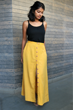 Load image into Gallery viewer, Mustard Hand-Embroidered Maxi Skirt