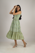 Load image into Gallery viewer, Green Hand-Block Printed Maxi Dress