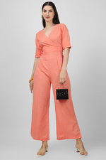Load image into Gallery viewer, Peach Wrap Jumpsuit
