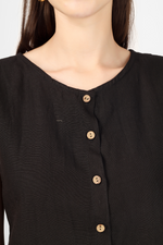 Load image into Gallery viewer, Black button down crop top