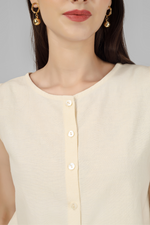 Load image into Gallery viewer, Off-White button down crop top