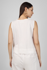 Load image into Gallery viewer, White button down crop top