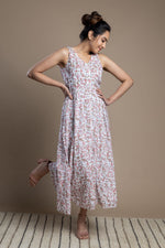 Load image into Gallery viewer, Pink Hand-Block Printed Cotton Maxi Dress