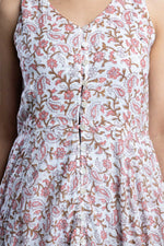 Load image into Gallery viewer, Pink Hand-Block Printed Cotton Maxi Dress