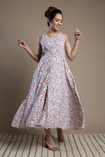 Load image into Gallery viewer, Pink Hand-Block Printed Cotton Maxi Dress