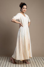 Load image into Gallery viewer, Cream Block Print Maxi Dress