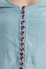 Load image into Gallery viewer, Grey Embroidered Button top