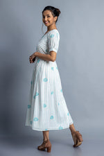 Load image into Gallery viewer, Turquoise Hand-Block Printed Maxi Dress