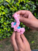 Load image into Gallery viewer, Pink tulip crochet scrunchie
