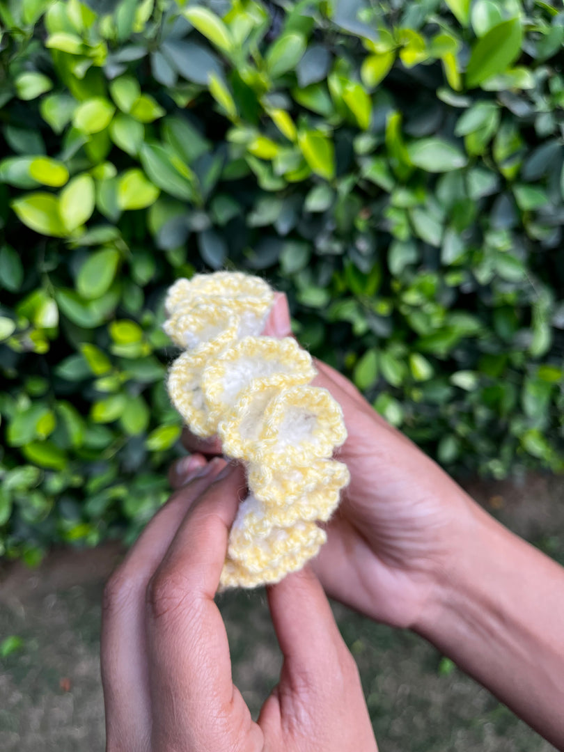Yellow Hibiscus Crochet Scrunchie
