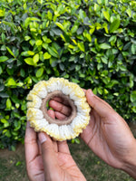 Load image into Gallery viewer, Yellow Hibiscus Crochet Scrunchie
