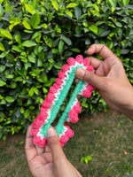 Load image into Gallery viewer, Pink tulip crochet scrunchie
