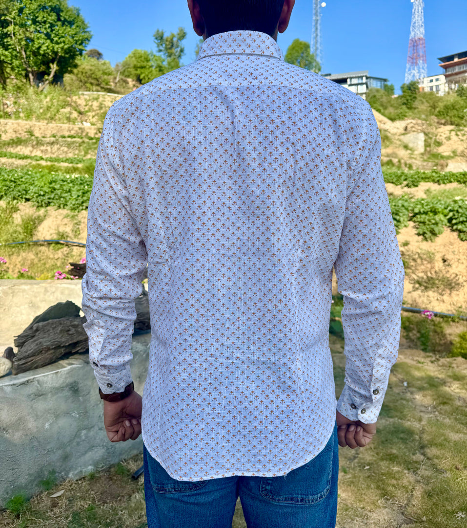 White Cotton Full Sleeve Men Shirt