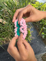 Load image into Gallery viewer, Pink double layer Gajra Crochet Scrunchie
