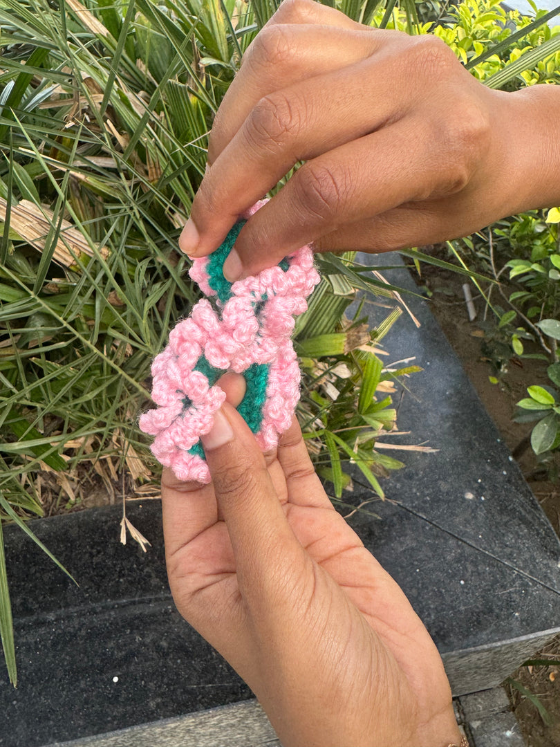 Pink double layer Gajra Crochet Scrunchie