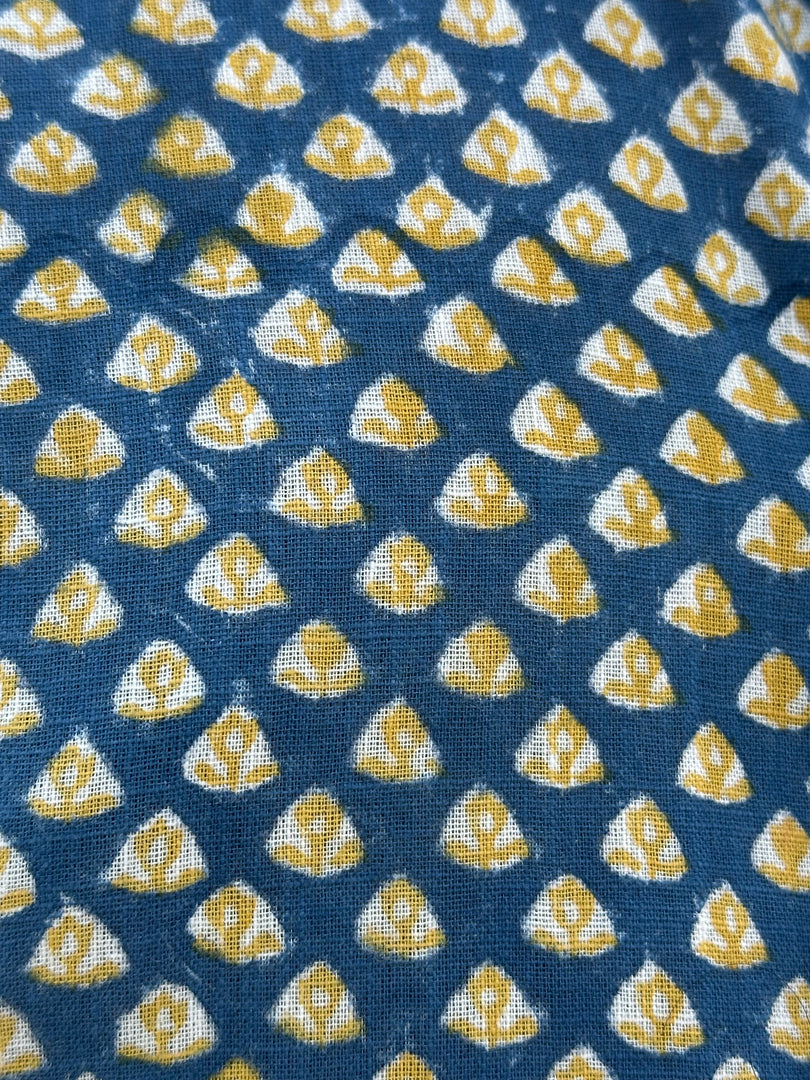 Navy Block Print Cotton Half Sleeve Men Shirt