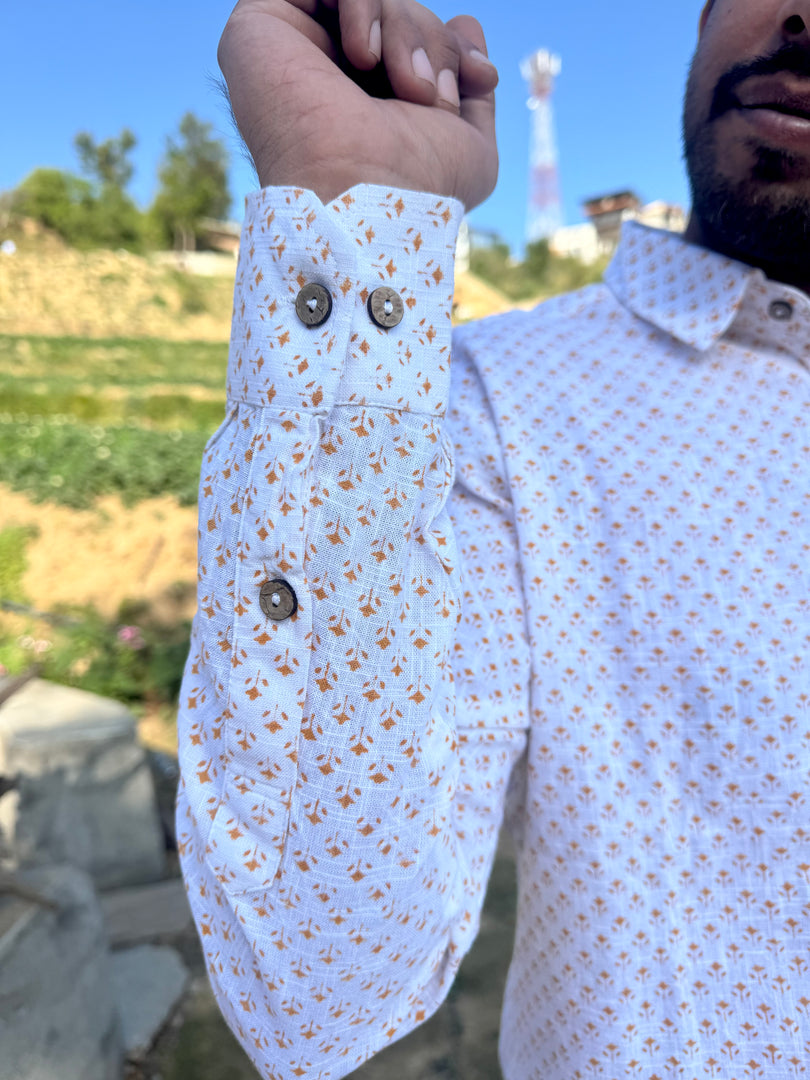 White Cotton Full Sleeve Men Shirt