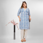 Load image into Gallery viewer, Blue Hand-Block Print Kurti and Pant
