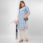 Load image into Gallery viewer, Blue Hand-Block Print Kurti and Pant

