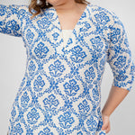 Load image into Gallery viewer, Blue Hand-Block Print Kurti and Pant
