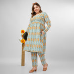 Load image into Gallery viewer, Blue Mustard Hand-Block Print Kurti and Pant
