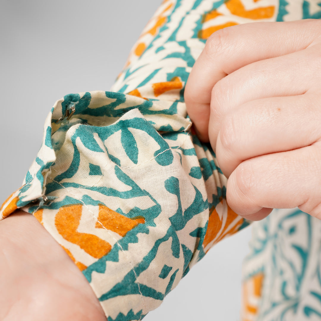 Blue Mustard Hand-Block Print Kurti and Pant