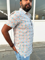 Load image into Gallery viewer, Retro Floral Daisy Cotton Half Sleeve Men Shirt
