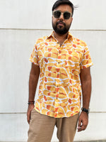 Load image into Gallery viewer, Orange Abstract Cotton Half Sleeve Men Shirt
