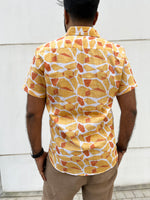 Load image into Gallery viewer, Orange Abstract Cotton Half Sleeve Men Shirt
