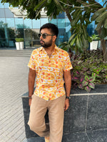 Load image into Gallery viewer, Orange Abstract Cotton Half Sleeve Men Shirt
