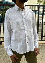 Load image into Gallery viewer, White Cotton Full Sleeve Men Shirt
