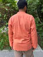 Load image into Gallery viewer, Orange Cotton Full Sleeve Men Kurta
