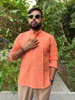 Load image into Gallery viewer, Orange Cotton Full Sleeve Men Kurta
