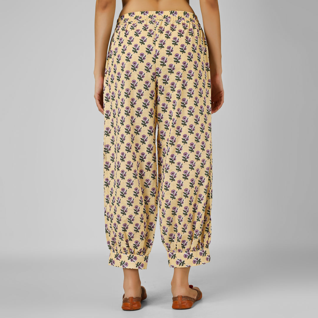 Beige Hand-Block Print Kurti and Pant (Copy)