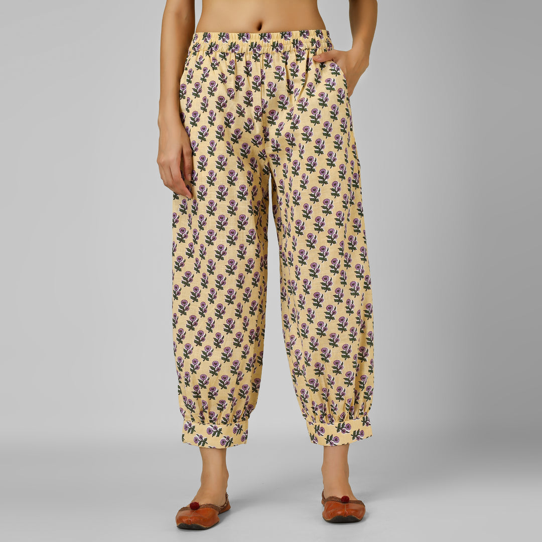 Beige Hand-Block Print Kurti and Pant (Copy)